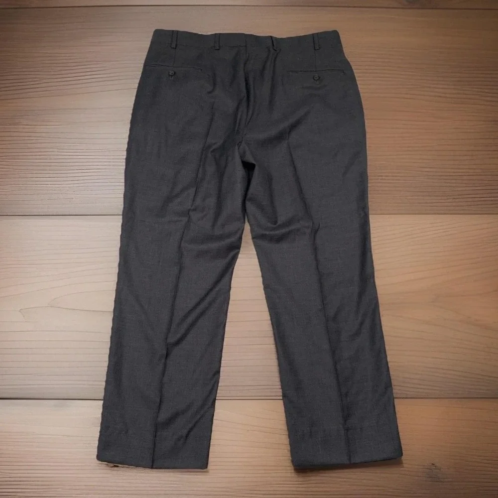 Brooks Brothers 1818 Madison Gray Trousers Wool Dress‎ Pants 37x28 Made In Italy